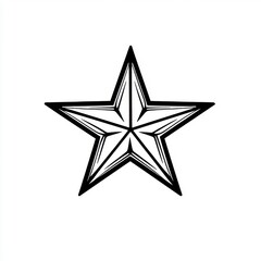 Obraz premium Minimalist five-pointed star icon with thin outline, black line vector clipart, isolated on white background