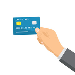 hand holding credit card vector illustration design