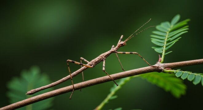 Master of disguise stick insect flawlessly camouflaged on a natural branch