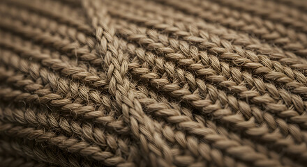 Detailed View Of Intricate Knitted Brown Wool Fabric Texture