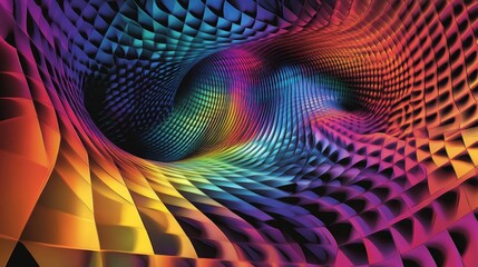 Fototapeta premium Dynamic spectrum funnel abstract gradient background with triangle texture