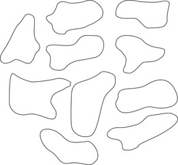 Set of abstract organic blob shapes with thin outlines. Ideal for modern backgrounds, posters, crafts, branding, web elements, and minimalist graphic design projects.