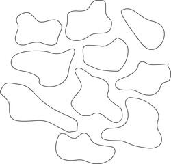 Set of abstract organic blob shapes with thin outlines. Ideal for modern backgrounds, posters, crafts, branding, web elements, and minimalist graphic design projects.