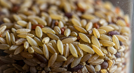 Obraz premium Close Up Of Nutritious Brown Rice And Red Quinoa Blend As Healthy Food