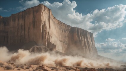 Majestic cliff face under a dramatic sky