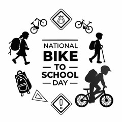 NATIONAL BIKE TO SCHOOL DAY vector illustration