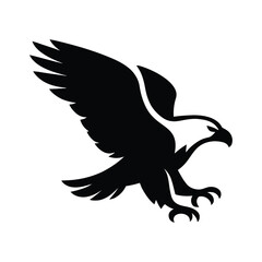 Bald Eagle in Mid-Flight, Majestic Bird Silhouette, Bold Bald Eagle Silhouette, Iconic Wildlife Vector