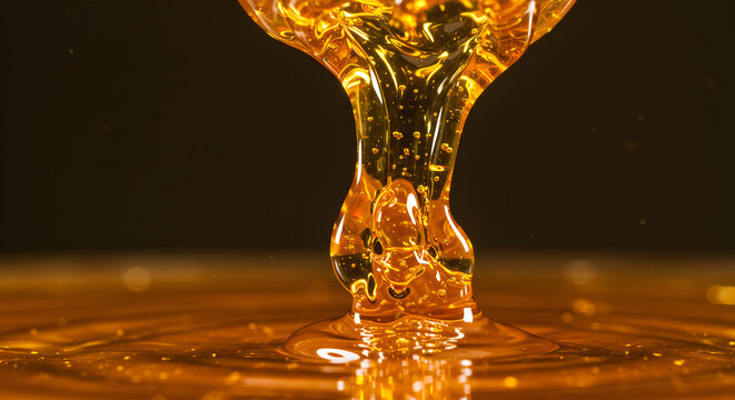 Golden Liquid Motion Abstract Background With Viscous Flow And Rich Texture