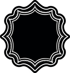 Rectangle Frames with Wavy Edges Silhouette in Black | Decorative Border Vector