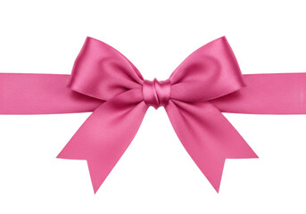 Pink ribbon bow decoration element isolated on transparent background