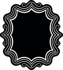 Rectangle Frames with Wavy Edges Silhouette in Black | Decorative Border Vector