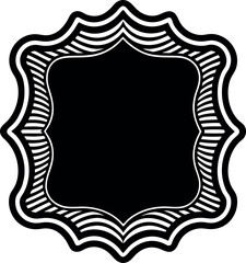 Rectangle Frames with Wavy Edges Silhouette in Black | Decorative Border Vector