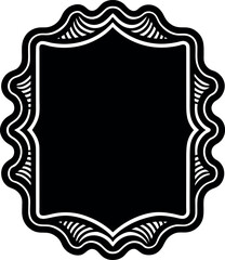 Rectangle Frames with Wavy Edges Silhouette in Black | Decorative Border Vector