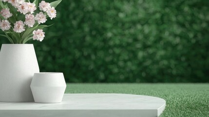 Minimalist outdoor scene with flowers