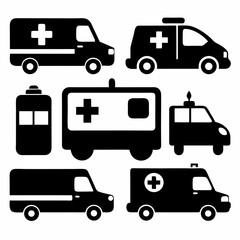 Ambulance car icon set vector on white background.