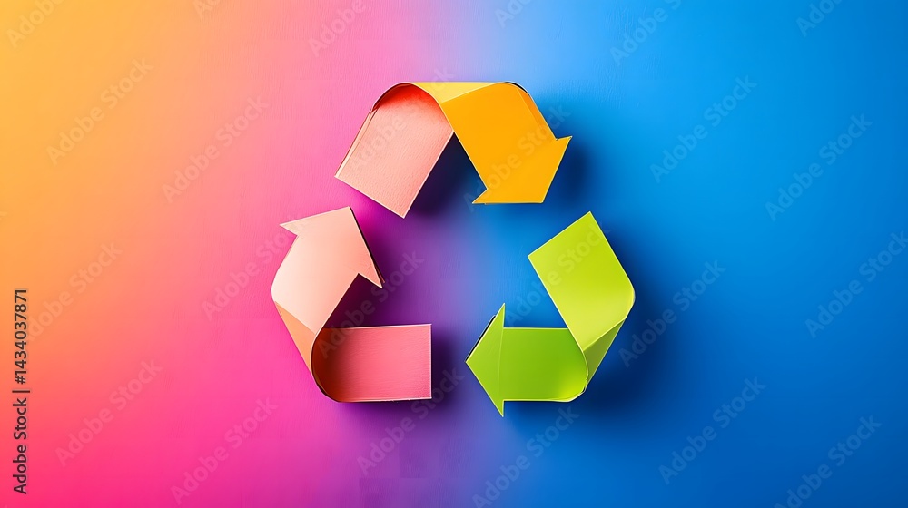 Poster vibrant and colorful abstract background featuring a creative interpretation of the recycling concep