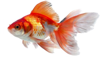 Goldfish with Enormous Flowing Tail Aquatic Pet Underwater Creature Colorful Scales Fin Fishbowl Fancy Goldfish Graceful Swimming Ornamental Animal lowercase
