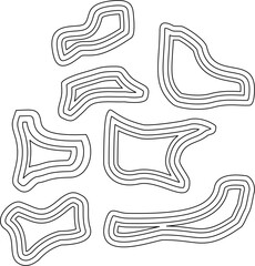 Set of black outlines abstract blob shapes. Perfect for modern stickers, logo elements, posters, digital art, branding, and minimalist graphic design projects.