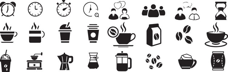 Drinking Coffee, Daily Routine, Invitation to Hang Out – Vector Set for Social Media, Marketing & Cafe editable vector 