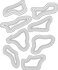 Set of black outlines abstract blob shapes. Perfect for modern stickers, logo elements, posters, digital art, branding, and minimalist graphic design projects.