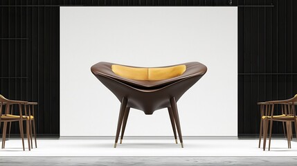 Modern, sculpted chair displayed against a white backdrop