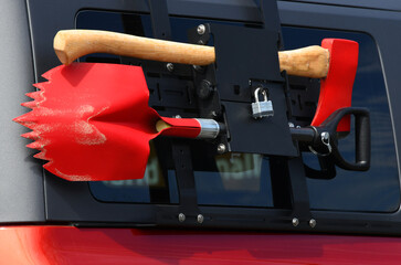 Axe and Textured Shovel for Firefighting