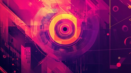 Vibrant abstract shapes in layers with circle and energetic composition