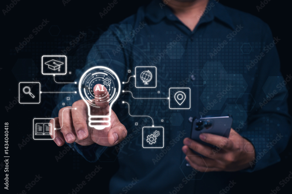 Poster innovative digital solutions transforming business strategies remote workspace infographic high-tech