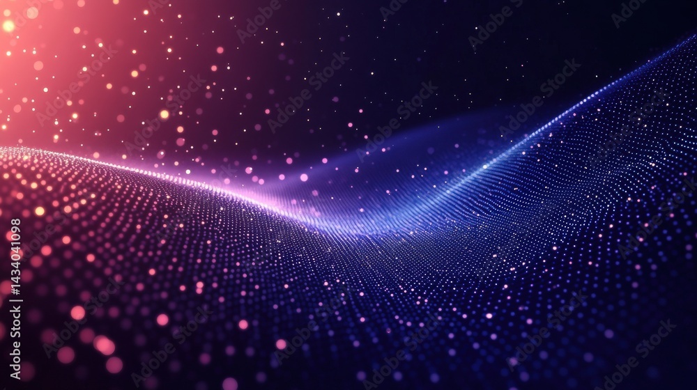 Poster abstract digital waveform with particles