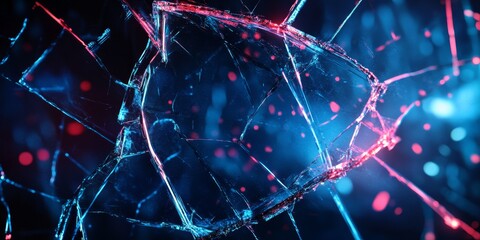 Stunning Fractured Glass Art with Vibrant Neon Colors