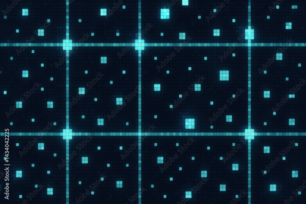 Poster high fidelity pixel tech pattern for digital design and graphic composition
