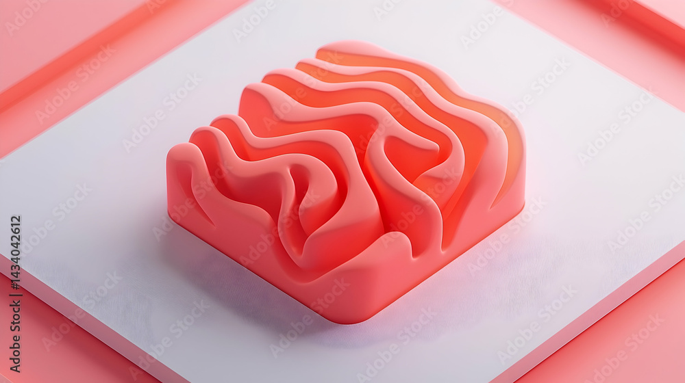 Canvas Prints abstract 3d render of coral pink wave texture