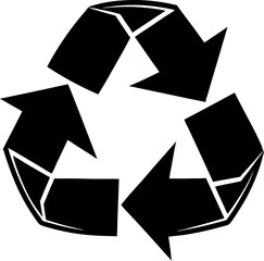 Recycle Symbol Icon Silhouette in Black | Sustainability & Eco-Friendly Vector