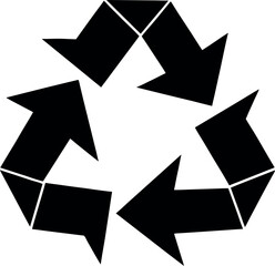 Recycle Symbol Icon Silhouette in Black | Sustainability & Eco-Friendly Vector