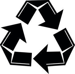 Recycle Symbol Icon Silhouette in Black | Sustainability & Eco-Friendly Vector