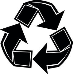 Recycle Symbol Icon Silhouette in Black | Sustainability & Eco-Friendly Vector