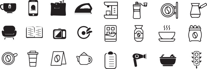 Drinking Coffee, Daily Routine, Invitation to Hang Out – Vector Set for Social Media, Marketing & Cafe editable vector 