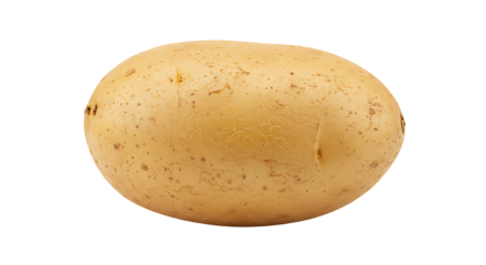 A single yukon gold potato with a smooth skin against a plain black background in a studio shot