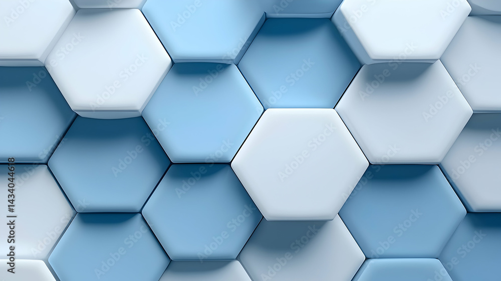 Sticker abstract blue and white hexagon pattern background