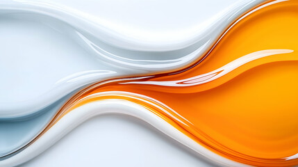 Abstract Close-up of White and Orange Liquid Texture