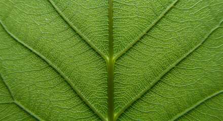 Obraz premium Macro Shot Captures the Veins and Texture of A Vibrant Green Leaf