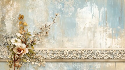 Floral Arrangement on Grunge Wall.
