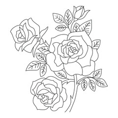 Beautiful black and white bouquet rose and leaves