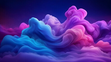 Abstract Cosmic Cloudscape: Pink, Blue, and Purple Swirling Nebula in a Starry Night Sky