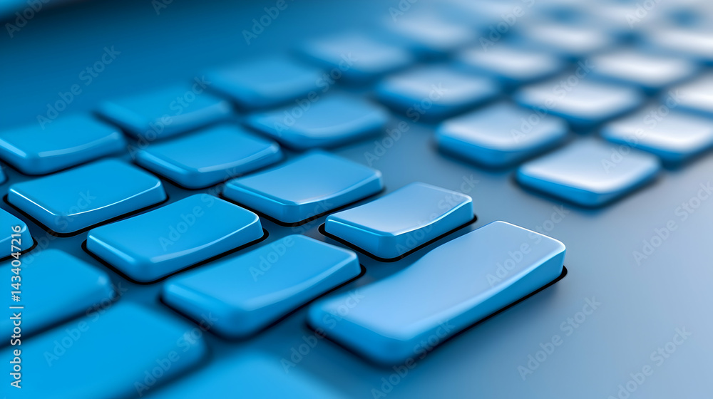 Poster closeup of blue computer keyboard keys