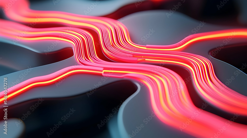 Wall mural abstract digital earth with glowing data lines