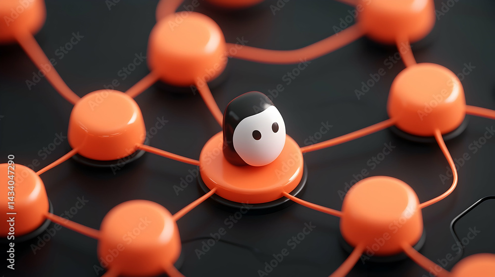 Wall mural abstract digital network of interconnected nodes