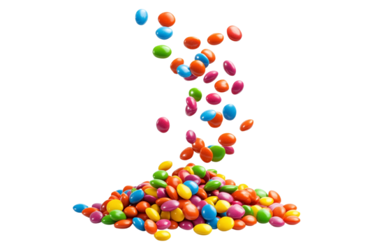 colorful candy pile isolated on transparent background png