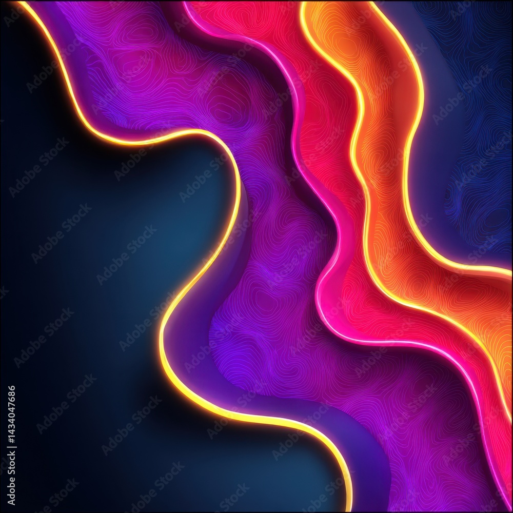Poster abstract neon glow layers background vibrant colors dynamic composition modern art style creative de