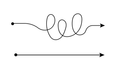 Complex line and Complicated way. Idea thinking process concept. Messy ball becomes a straight line concept.